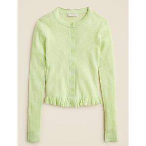 NWOT J Crew Ruffle-trim cotton gauze cardigan, lettuce green , $148 XXS B24